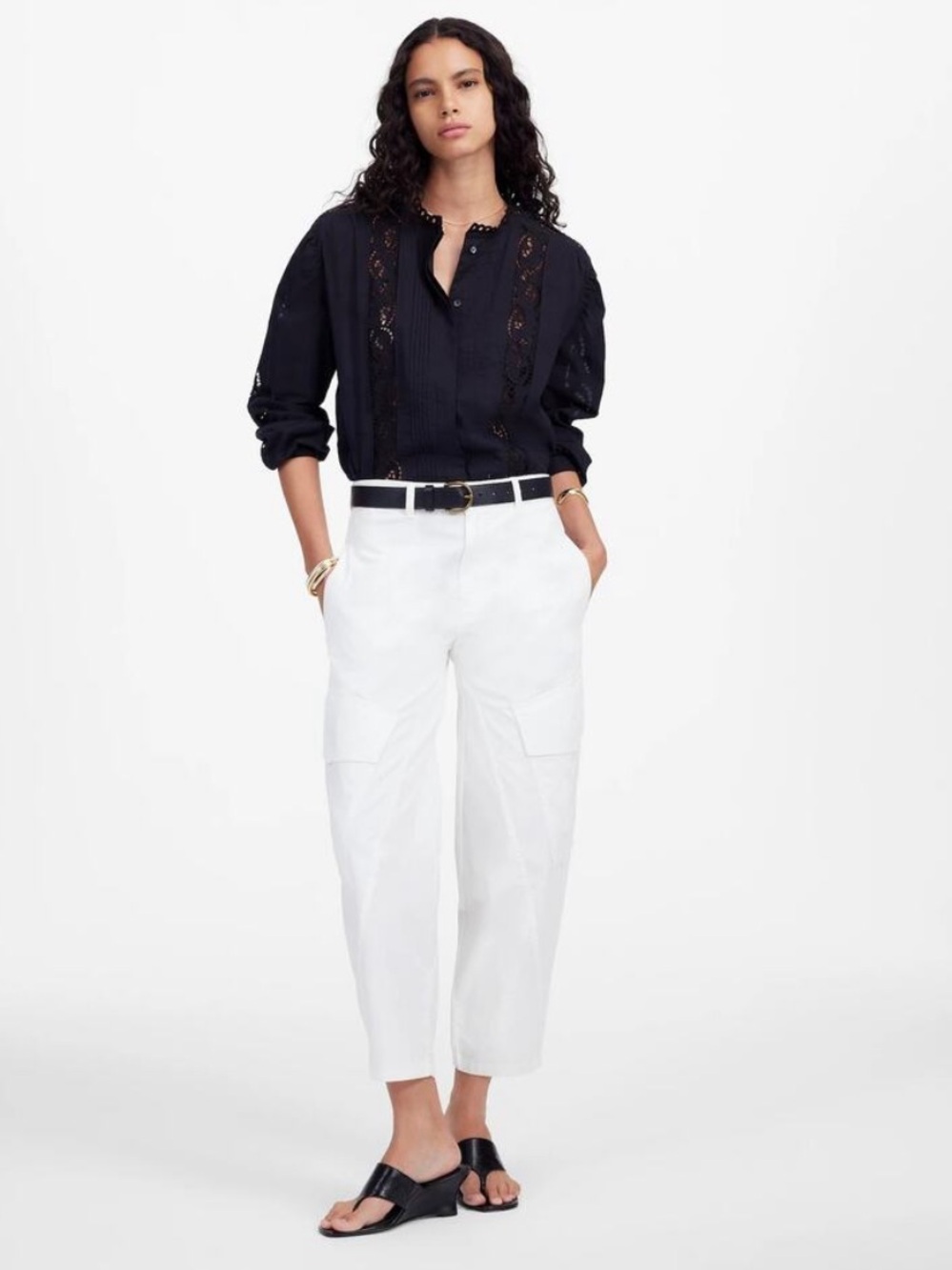 Madewell Barrel-Leg Utility Pant in Garment-Dyed Twill White